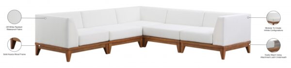Rio 96.5" Off White Water Resistant Fabric Upholstered Outdoor Patio 5pc. Modular Sectional