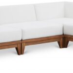Rio 131" Off White Water Resistant Fabric Upholstered Outdoor Patio 6pc. Modular Sectional