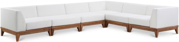 Rio 131" Off White Water Resistant Fabric Upholstered Outdoor Patio 6pc. Modular Sectional