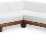 Rio 131" Off White Water Resistant Fabric Upholstered Outdoor Patio 6pc. Modular Sectional