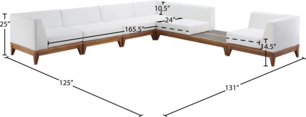 Rio 131" Off White Water Resistant Fabric Upholstered Outdoor Patio 6pc. Modular Sectional