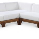 Rio 131" Off White Water Resistant Fabric Upholstered Outdoor Patio 7pc. Modular Sectional