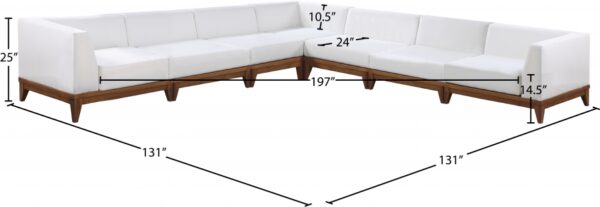 Rio 131" Off White Water Resistant Fabric Upholstered Outdoor Patio 7pc. Modular Sectional