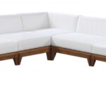 Rio 131" Off White Water Resistant Fabric Upholstered Outdoor Patio 7pc. Modular Sectional