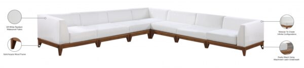 Rio 131" Off White Water Resistant Fabric Upholstered Outdoor Patio 7pc. Modular Sectional