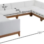 Rio 131" Off White Water Resistant Fabric Upholstered Outdoor Patio 8pc. Modular Sectional