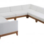 Rio 131" Off White Water Resistant Fabric Upholstered Outdoor Patio 8pc. Modular Sectional
