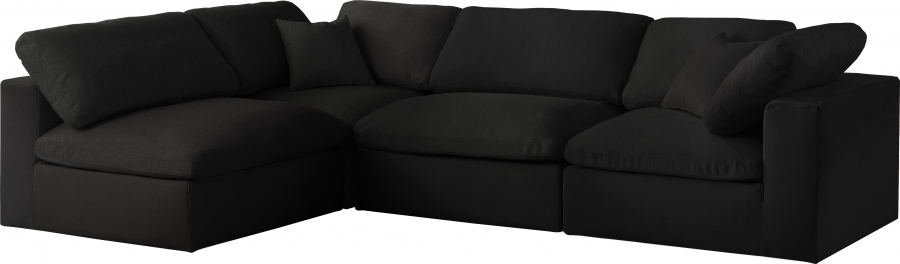 Serene 119" Linen Textured Fabric Upholstered Deluxe Comfort 4pc. Modular Sectional