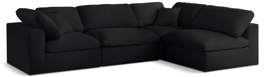Serene 119" Linen Textured Fabric Upholstered Deluxe Comfort 4pc. Modular Sectional