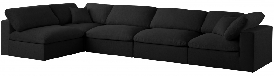 Serene 158" Linen Textured Fabric Upholstered Deluxe Comfort 5pc. Modular Sectional