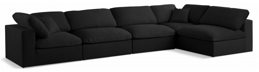 Serene 158" Linen Textured Fabric Upholstered Deluxe Comfort 5pc. Modular Sectional