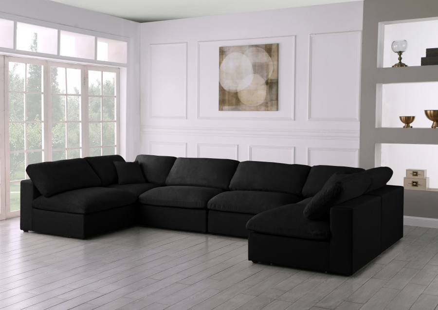 Serene 158" Linen Textured Fabric Upholstered Deluxe Comfort 6pc. Modular Sectional