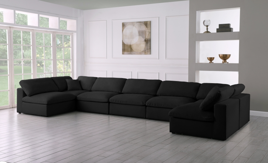 Serene 197" Linen Textured Fabric Upholstered Deluxe Comfort 7pc. Modular Sectional