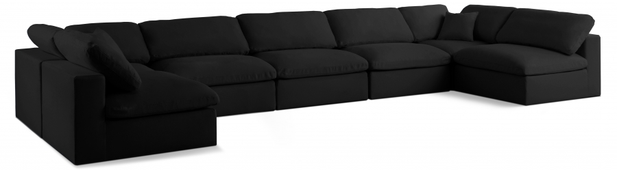 Serene 197" Linen Textured Fabric Upholstered Deluxe Comfort 7pc. Modular Sectional