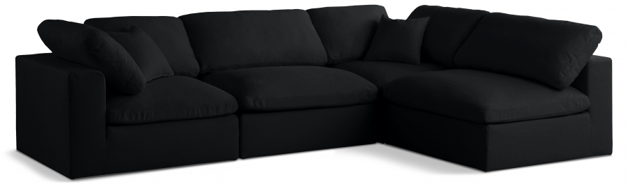 Plush 105" Velvet Upholstered Standard Comfort 4pc. Modular Sectional