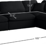 Plush 105" Velvet Upholstered Standard Comfort 4pc. Modular Sectional