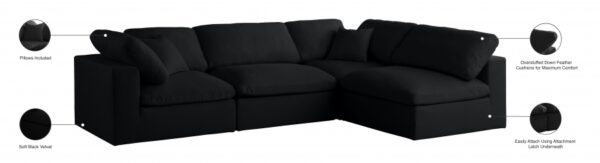 Plush 105" Velvet Upholstered Standard Comfort 4pc. Modular Sectional