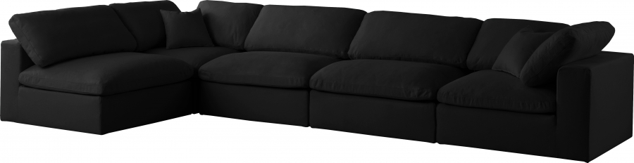 Plush 140" Velvet Upholstered Standard Comfort 5pc. Modular Sectional