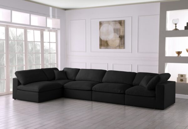Plush 140" Velvet Upholstered Standard Comfort 5pc. Modular Sectional