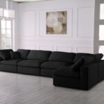 Plush 140" Velvet Upholstered Standard Comfort 5pc. Modular Sectional