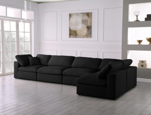 Plush 140" Velvet Upholstered Standard Comfort 5pc. Modular Sectional