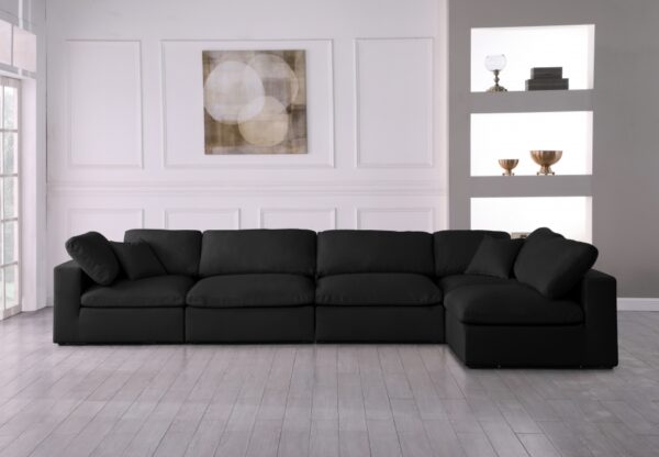 Plush 140" Velvet Upholstered Standard Comfort 5pc. Modular Sectional