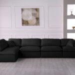 Plush 140" Velvet Upholstered Standard Comfort 5pc. Modular Sectional