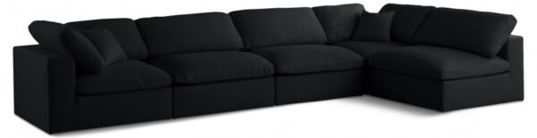 Plush 140" Velvet Upholstered Standard Comfort 5pc. Modular Sectional