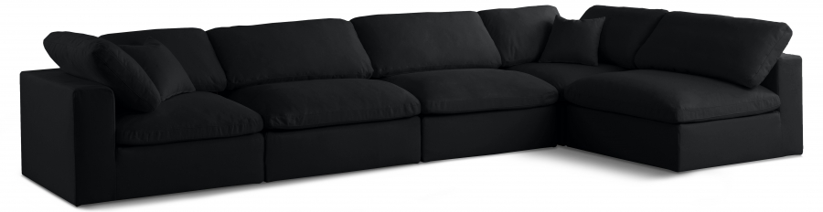 Plush 140" Velvet Upholstered Standard Comfort 5pc. Modular Sectional