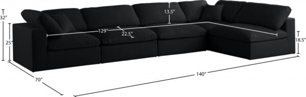 Plush 140" Velvet Upholstered Standard Comfort 5pc. Modular Sectional