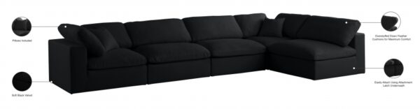 Plush 140" Velvet Upholstered Standard Comfort 5pc. Modular Sectional