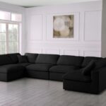 Plush 140" Velvet Upholstered Standard Comfort 6pc. Modular Sectional