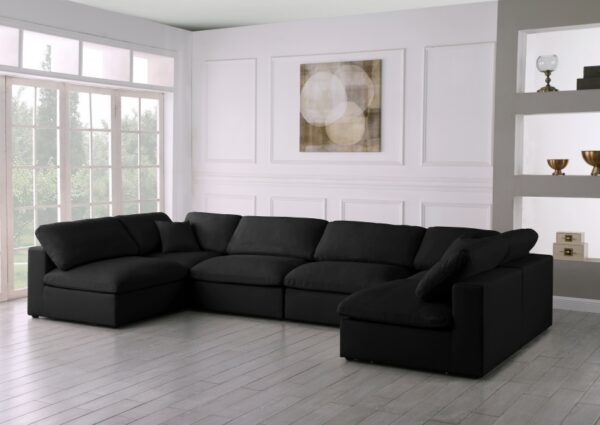 Plush 140" Velvet Upholstered Standard Comfort 6pc. Modular Sectional