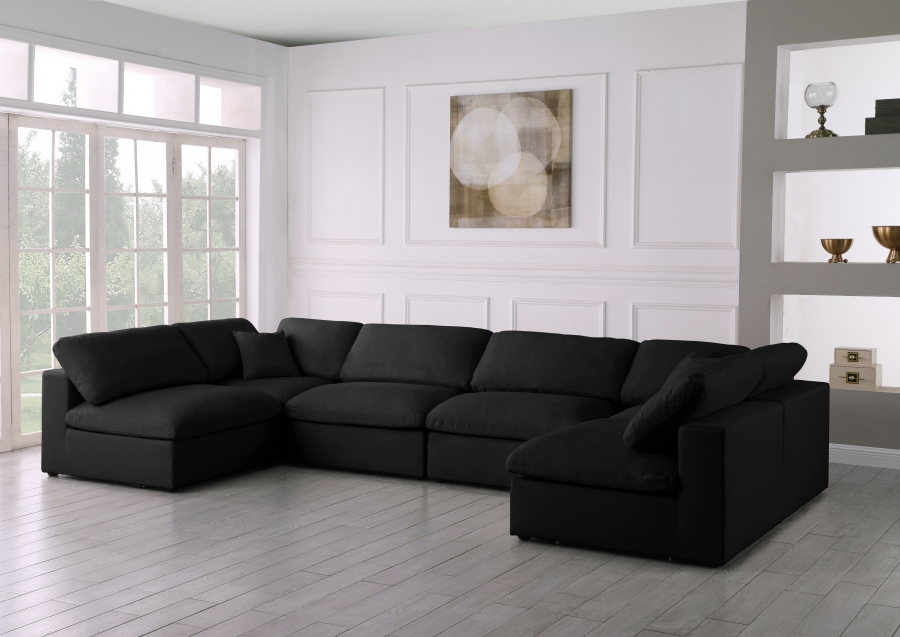 Plush 140" Velvet Upholstered Standard Comfort 6pc. Modular Sectional