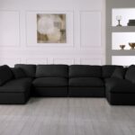 Plush 140" Velvet Upholstered Standard Comfort 6pc. Modular Sectional