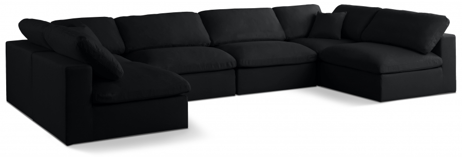 Plush 140" Velvet Upholstered Standard Comfort 6pc. Modular Sectional