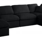 Plush 140" Velvet Upholstered Standard Comfort 6pc. Modular Sectional