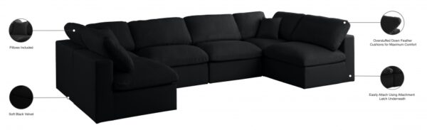 Plush 140" Velvet Upholstered Standard Comfort 6pc. Modular Sectional