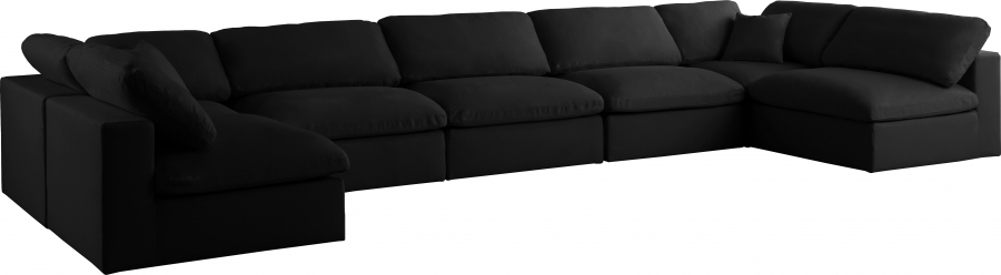 Plush 175" Velvet Upholstered Standard Comfort 7pc. Modular Sectional