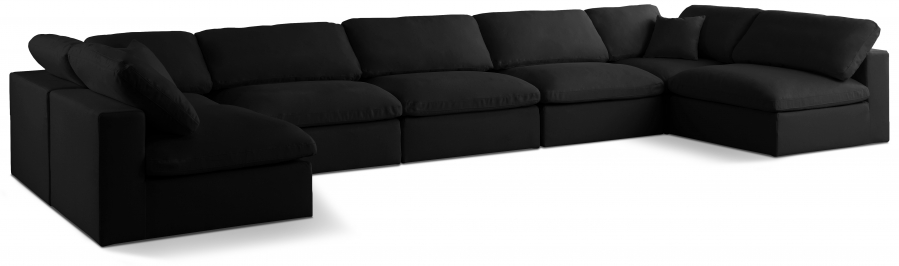 Plush 175" Velvet Upholstered Standard Comfort 7pc. Modular Sectional