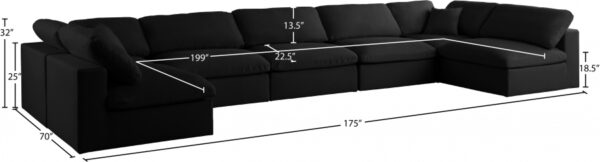 Plush 175" Velvet Upholstered Standard Comfort 7pc. Modular Sectional
