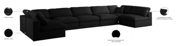 Plush 175" Velvet Upholstered Standard Comfort 7pc. Modular Sectional
