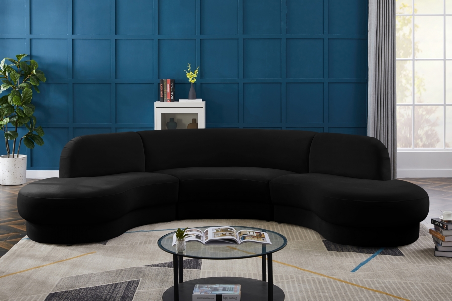Rosa 135" Velvet Upholstered 3pc. Sectional