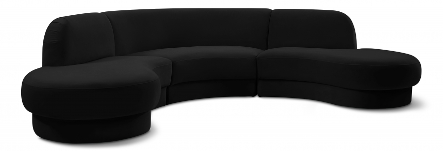 Rosa 135" Velvet Upholstered 3pc. Sectional