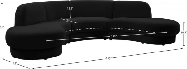 Rosa 135" Velvet Upholstered 3pc. Sectional