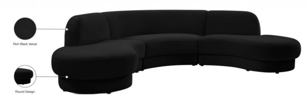 Rosa 135" Velvet Upholstered 3pc. Sectional