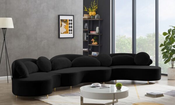 Vivacious 169" Velvet Upholstered 3pc. Sectional