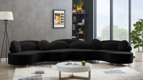 Vivacious 169" Velvet Upholstered 3pc. Sectional