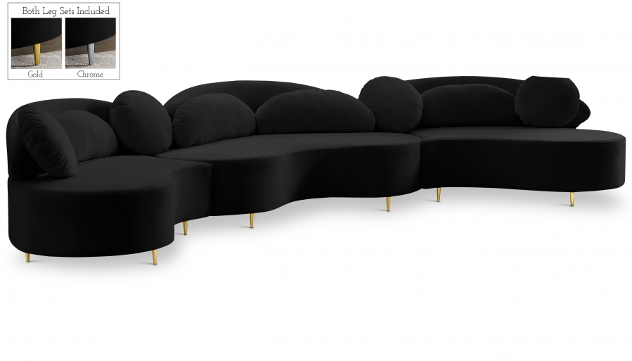 Vivacious 169" Velvet Upholstered 3pc. Sectional