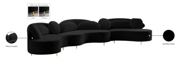 Vivacious 169" Velvet Upholstered 3pc. Sectional